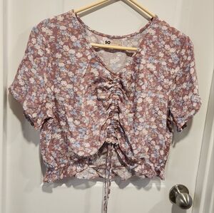 Kohl's Pink Ruched Short Sleeve Blouse